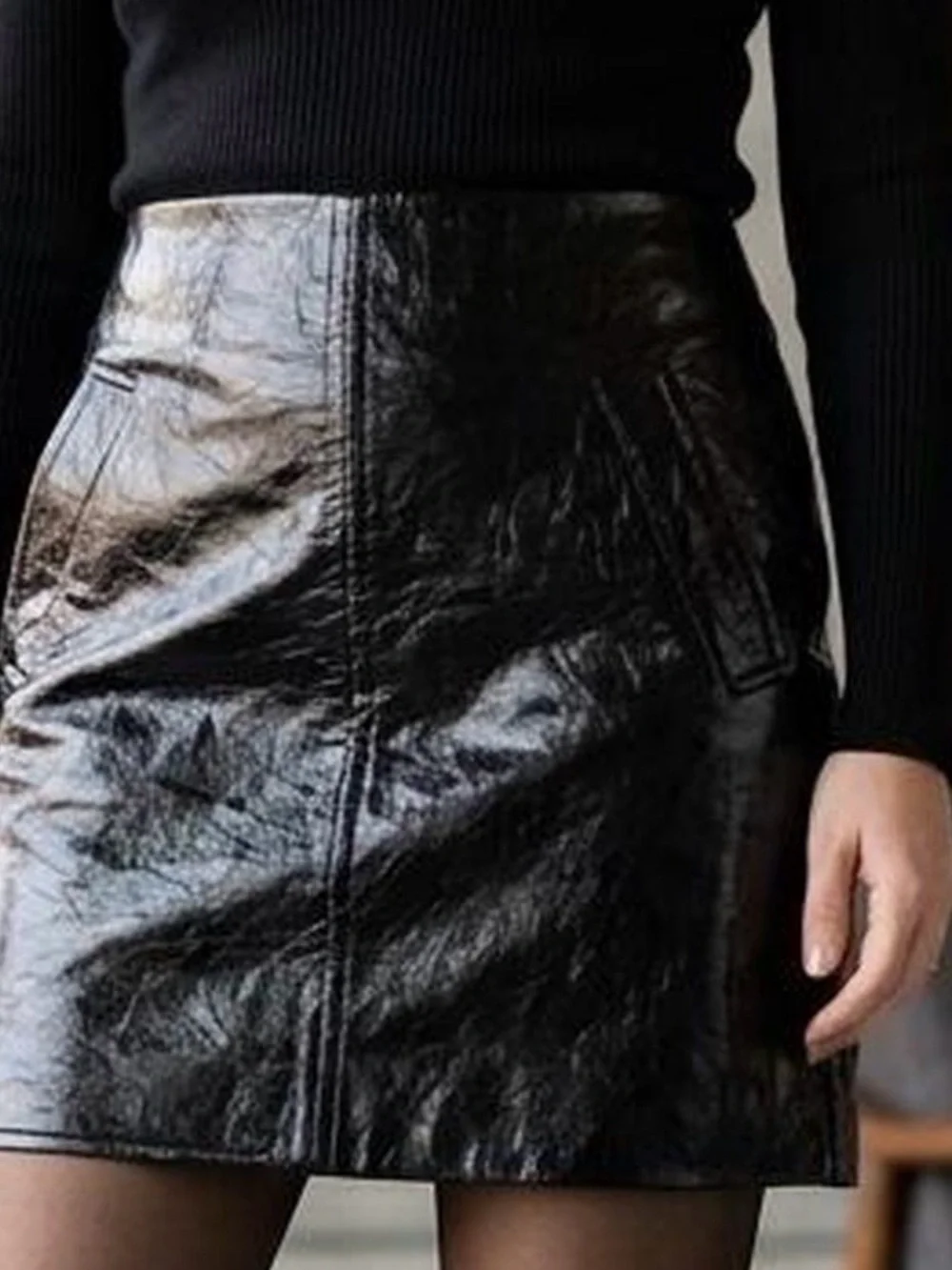 Shinestar Black Faux Leather Mini Skirt